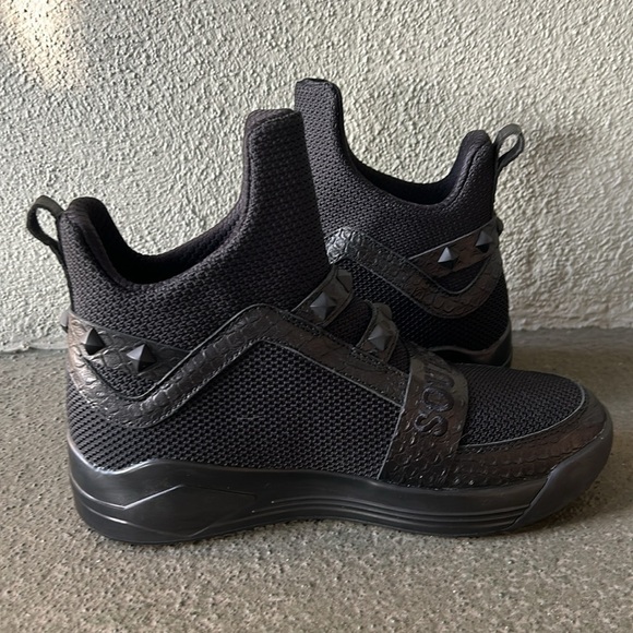 SKYTRACK Mesh Knit High Rivet Leather Black Sneakers SZ EU 40 - Picture 7 of 11